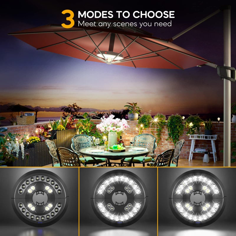 Eletorot Patio Umbrella Lights-Rechargeable Outdoor Lights for Patio Decor, Patio Table Lights Pole Light 28 LED 3 Lighting Modes, Patio Lighting Pool Accessories, Patio Backyard Decor - Image 2